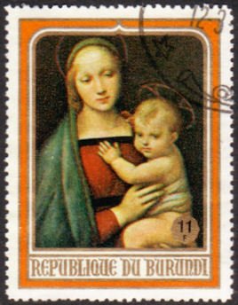 Stamp, Christmas '68, Burundi,  , Christmas, Paintings, Religion, Art