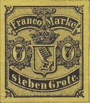 Stamp, Bremen coat of arms, German States,  , Coats of Arms, Crowns and Coronets, Keys, Numbers