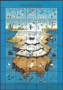 Mini Sheet, Christmas 1994, Sheet of 30 different Stamps, Cinderellas,  , Christmas