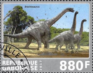 Stamp, Brachiosaurus, Cinderellas,  , Dinosaurs, Prehistorical Animals