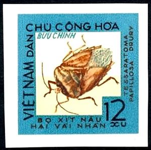 Stamp, Litchi Stink Bug (Tessaratoma papillosa), Vietnam,  , Animals (Fauna), Insects