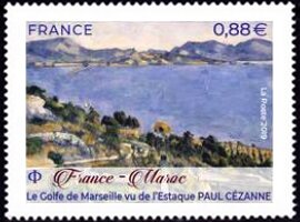Stamp, "The Gulf of Marseilles Seen from L'Estaque" by Cezanne, France,  , Art, Joint Issues