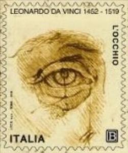 Stamp, Study of the Eye by Leonardo da Vinci, Italy,  , Art
