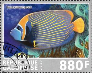 Stamp, Pomacanthus imperator, Cinderellas,  , Animals (Fauna), Fishes