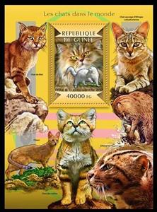 Souvenir Sheet, Cats, Guinea,  , Animals (Fauna), Cats, Mammals