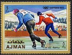 Stamp, Speed Skating, Ajman,  , Olympic Games, Skating, Sports, Winter Sports