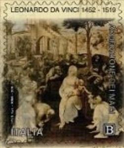Stamp, Adoration of the Magi by Leonardo da Vinci, Italy,  , Art