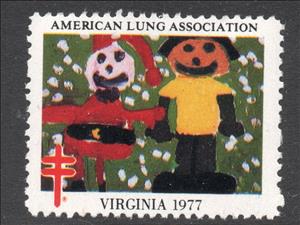 Stamp, American Lung Association, Cinderellas,  , Charity, Santa Claus, Tuberculosis / TBC