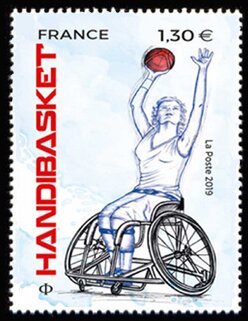 Stamp, Wheelchair Basketball, France,  , Basketball, Sports