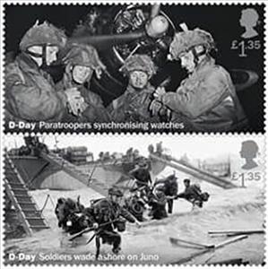Se-tenant, Paratroopers/Juno Landings, United Kingdom of Great Britain & Northern Ireland,  , Military Forces, Second World War