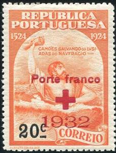 Stamp, For the Red Cross, Portugal,  , Authors, Famous People, Literary People (Poets and Writers), Literature, Men, Poems, Red Cross and Red Crescent