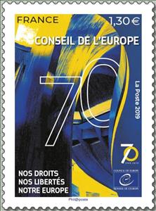 Stamp, 70th Anniversary of Council of Europe, France,  , Council of Europe