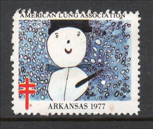 Stamp, American Lung Association, Cinderellas,  , Charity, Christmas, Peace Doves, Snow, Stars, Trees, Tuberculosis / TBC