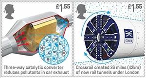 Se-tenant, Catalytic Converter/Crossrail, United Kingdom of Great Britain & Northern Ireland,  , Engineers, Inventions