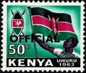 Stamp, Native with flag, national emblem, Kenya,  , Flags
