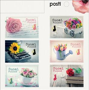 Booklet Pane, Greetings : Spring Flowers, Finland,  , Books, Flowers, Greetings, Typewriters