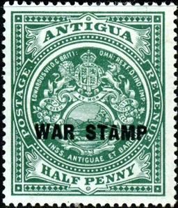 Stamp, Arms of Anguilla - overprinted black, Antigua and Barbuda,  