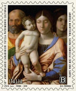 Holy Family with A Saint, by Andrea Mantegna