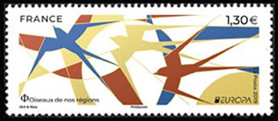 Stamp, Europa 2019 : National Birds - Swallows (Hirundinidae sp), France,  , Animals (Fauna), Birds, C.E.P.T. / Europe, Stylized Animals