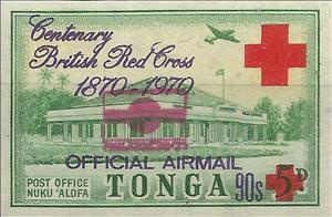 Stamp, Post Office Nukuʻalofa, Centenary British Red Cross, Tonga,  , Aircraft, Aviation, Philatelic Exhibitions, Post Offices, Red Cross and Red Crescent