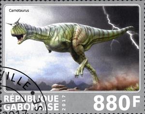 Stamp, Carnotaurus, Cinderellas,  , Dinosaurs, Prehistorical Animals