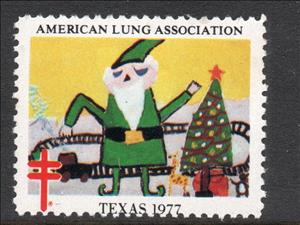 Stamp, American Lung Association, Cinderellas,  , Charity, Railways, Santa Claus, Stars, Trees, Tuberculosis / TBC