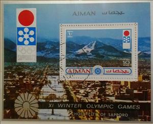 Souvenir Sheet, Mountain, Ajman,  , Mountains, Olympic Games