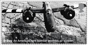 Stamp, American Light Bomber Providing Air Support, United Kingdom of Great Britain & Northern Ireland,  , Aircraft, Military Forces, Second World War