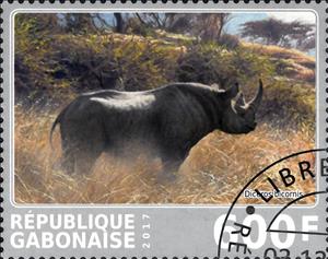 Stamp, Diceros bicornis, Cinderellas,  , Animals (Fauna)