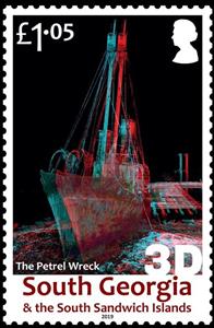 Stamp, Wreck of The Petrel in 3D, Falkland Islands, Dependencies,  , Shipwrecks
