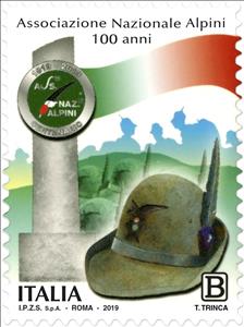 Stamp, Centenary of the Alpine Veterans Association, Italy,  , Flags, Military Forces, Organizations
