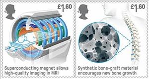 Se-tenant, Magnet/Bone Graft, United Kingdom of Great Britain & Northern Ireland,  , Engineers, Inventions, Medical Science