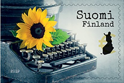 Booklet Pane, Greetings : Spring Flowers, Finland,  , Flowers, Greetings, Sunflowers, Typewriters