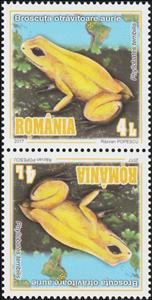 Tete-Beche, Golden Poison Frog Tête-bêche Pair Type I, Romania,  , Amphibians, Animals (Fauna), Frogs, Maps