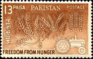 Stamp, Wheat & Tractor, Pakistan,  , Freedom from hunger