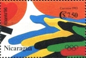 Stamp, Torch and hands, Nicaragua,  , Olympic Games