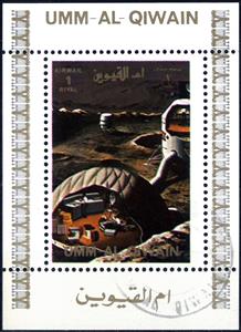 Souvenir Sheet, Moon base, Umm al-Qiwain,  , Astronauts, Space Traveling, Spacecrafts