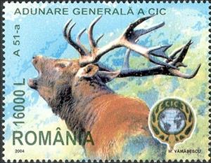 Stamp, Red Deer (Cervus elaphus), Romania,  , Animals (Fauna), Deer, Mammals