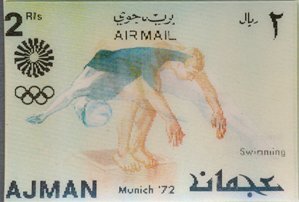 Stamp, Swimming and diving, Ajman,  , Olympic Games, Sports