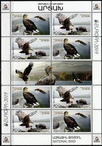 Mini Sheet, EUROPA 2019 National Birds, Nagorno-Karabakh,  , Animals (Fauna), Birds, Birds of Prey, C.E.P.T. / Europe, Eagles