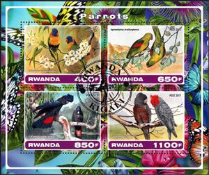 Mini Sheet, Parrots, Cinderellas,  , Animals (Fauna), Birds, Parrots