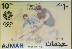 Stamp, Running and field hockey, Ajman,  , Olympic Games, Sports