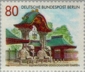 Stamp, Elephant gate, Zoo, Berlin,  , Gates, Sculptures, Elephants, Zoos