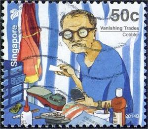 Stamp, Cobbler, Singapore,  , Crafts, Professions, Tools, Trade