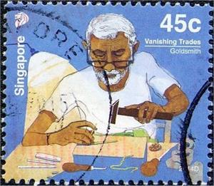 Stamp, Goldsmith, Singapore,  , Crafts, Professions, Tools, Trade