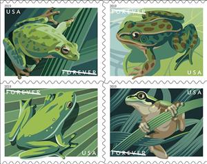 Se-tenant, Frogs (Se-Tenant Block of 4), United States of America,  , Amphibians, Animals (Fauna), Frogs