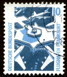 Stamp, Frankfurt Airport, Germany, Federal Republic,  , Aircraft, Airports, Aviation