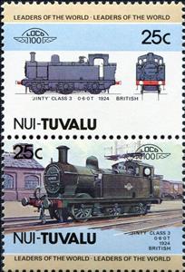 Se-tenant, Jinty Class 3 0-6-0T 1924 british, Tuvalu,  , Locomotives, Railways, Steam Traction