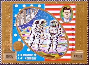 Stamp, John F. Kennedy, Apollo 11, Cambodia,  , Flags, Heads of State, Space Traveling