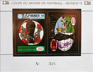 Souvenir Sheet, 1974 World Cup Soccer Championships, Munich, Cambodia,  , Football (Soccer), Sports